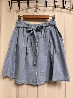 Honey Blue Striped Tie-Waist Full skirt Mini Skirt. Size 30/80 cm